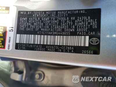 Zdjęcie 12 z 12 samochodu: 2021 TOYOTA CAMRY LE VIN:4T1C11AK9MU449655 - miniatura