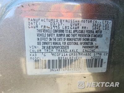 Zdjęcie 13 z 13 samochodu: 2017 NISSAN SENTRA SV VIN:3N1AB7AP8HY305978 - miniatura