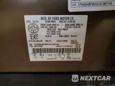 Zdjęcie 13 z 13 samochodu: 2016 FORD EXPLORER LIMITED VIN:1FM5K8F80GGC96145 - miniatura