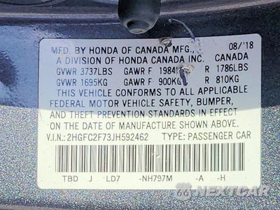 Zdjęcie 23 z 24 samochodu: 2018 HONDA CIVIC EX VIN:2HGFC2F73JH592462 - miniatura