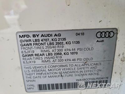 Zdjęcie 12 z 12 samochodu: 2018 AUDI Q3 PREMIUM VIN:WA1BCCFS9JR034178 - miniatura