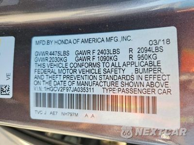 Zdjęcie 12 z 12 samochodu: 2018 HONDA ACCORD TOURING VIN:1HGCV2F97JA035311 - miniatura