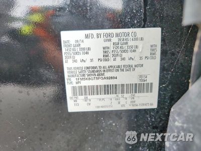 Zdjęcie 13 z 13 samochodu: 2015 FORD EXPLORER SPORT VIN:1FM5K8GT5FGA92894 - miniatura