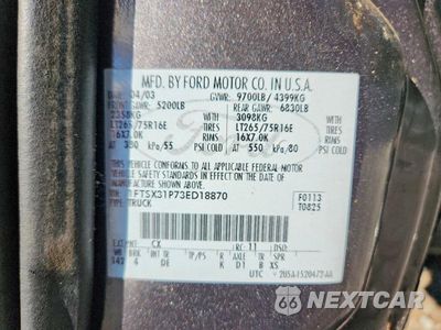 Zdjęcie 12 z 12 samochodu: 2003 FORD F350 SRW SUPER DUTY VIN:1FTSX31P73ED18870 - miniatura