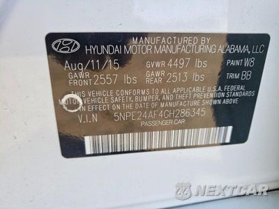 Zdjęcie 12 z 12 samochodu: 2016 HYUNDAI SONATA SE VIN:5NPE24AF4GH286345 - miniatura