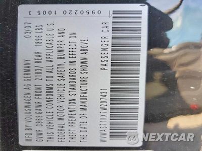 Zdjęcie 12 z 12 samochodu: 2007 VOLKSWAGEN RABBIT VIN:WVWAS71KX7W207431 - miniatura
