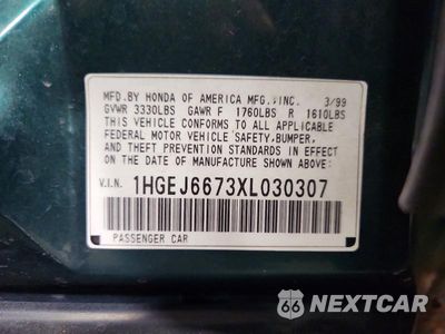 Zdjęcie 13 z 13 samochodu: 1999 HONDA CIVIC LX VIN:1HGEJ6673XL030307 - miniatura