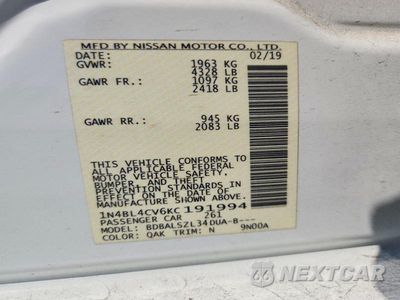 Zdjęcie 13 z 13 samochodu: 2019 NISSAN ALTIMA SR VIN:1N4BL4CV6KC191994 - miniatura