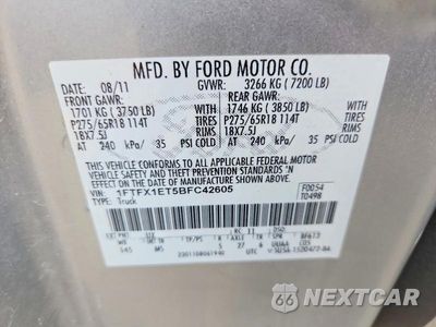 Zdjęcie 12 z 12 samochodu: 2011 FORD F150 SUPER CAB VIN:1FTFX1ET5BFC42605 - miniatura