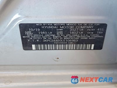 Zdjęcie 12 z 12 samochodu: 2020 HYUNDAI ACCENT SE VIN:3KPC24A60LE106963 - miniatura