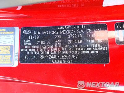 Zdjęcie 12 z 12 samochodu: 2020 KIA FORTE LXS VIN:3KPF24ADXLE201767 - miniatura