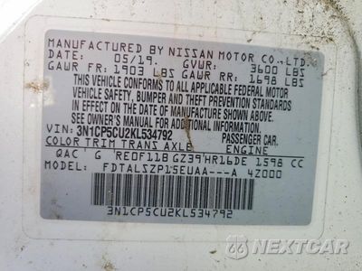 Zdjęcie 13 z 13 samochodu: 2019 NISSAN KICKS SV VIN:3N1CP5CU2KL534792 - miniatura