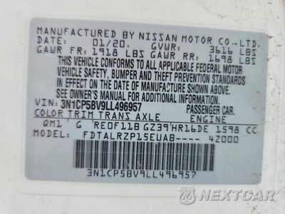 Zdjęcie 12 z 12 samochodu: 2020 NISSAN KICKS S VIN:3N1CP5BV9LL496957 - miniatura