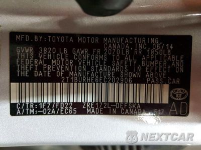 Zdjęcie 12 z 12 samochodu: 2014 TOYOTA COROLLA S PLUS VIN:2T1BURHE6EC202906 - miniatura