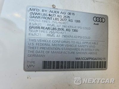 Zdjęcie 13 z 13 samochodu: 2016 AUDI SQ5 PREMIUM PLUS VIN:WA1CCAFP9GA039215 - miniatura