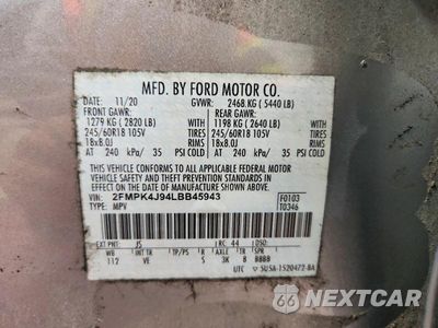 Zdjęcie 12 z 12 samochodu: 2020 FORD EDGE SEL VIN:2FMPK4J94LBB45943 - miniatura