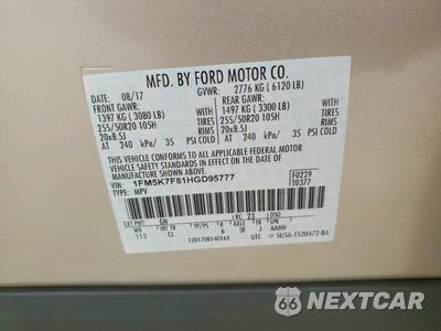 Zdjęcie 13 z 13 samochodu: 2017 FORD EXPLORER LIMITED VIN:1FM5K7F81HGD95777 - miniatura