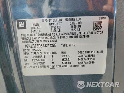 Zdjęcie 13 z 13 samochodu: 2010 CHEVROLET TRAVERSE LT VIN:1GNLRFED3AJ214288 - miniatura