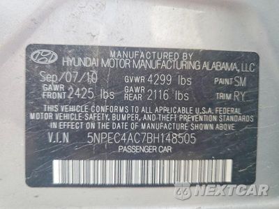 Zdjęcie 12 z 12 samochodu: 2011 HYUNDAI SONATA LIMITED VIN:5NPEC4AC7BH148505 - miniatura