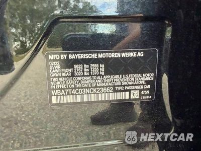 Zdjęcie 10 z 14 samochodu: 2022 BMW 740 XI VIN:WBA7T4C03NCK23662 - miniatura