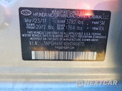 Zdjęcie 12 z 12 samochodu: 2011 HYUNDAI ELANTRA GLS VIN:5NPDH4AE4BH046870 - miniatura