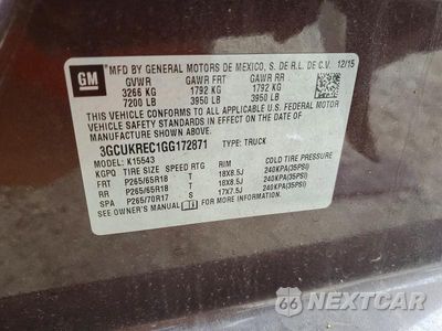 Zdjęcie 12 z 12 samochodu: 2016 CHEVROLET SILVERADO K1500 LT VIN:3GCUKREC1GG172871 - miniatura