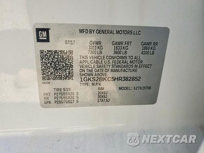 Zdjęcie 13 z 13 samochodu: 2017 GMC YUKON SLT VIN:1GKS2BKC5HR382852 - miniatura