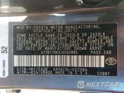 Zdjęcie 12 z 12 samochodu: 2018 TOYOTA CAMRY SE VIN:4T1B11HKXJU504885 - miniatura
