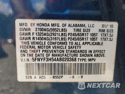 Zdjęcie 14 z 14 samochodu: 2010 HONDA PILOT EXL VIN:5FNYF3H54AB020368 - miniatura