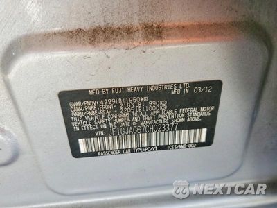 Zdjęcie 12 z 12 samochodu: 2012 SUBARU IMPREZA LIMITED VIN:JF1GJAG67CH023377 - miniatura