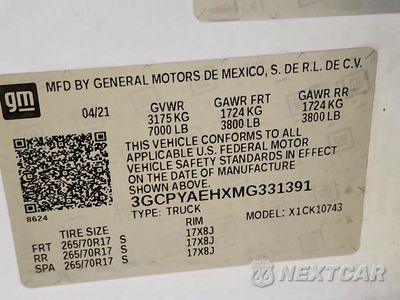 Zdjęcie 12 z 12 samochodu: 2021 CHEVROLET SILVERADO K1500 VIN:3GCPYAEHXMG331391 - miniatura