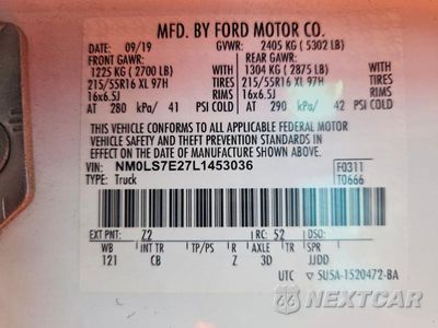 Zdjęcie 13 z 13 samochodu: 2020 FORD TRANSIT CONNECT XL VIN:NM0LS7E27L1453036 - miniatura