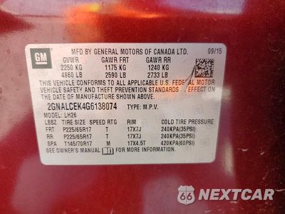 Zdjęcie 13 z 13 samochodu: 2016 CHEVROLET EQUINOX LT VIN:2GNALCEK4G6138074 - miniatura