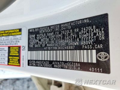 Zdjęcie 12 z 12 samochodu: 2019 TOYOTA CAMRY SE VIN:4T1B11HK3KU246887 - miniatura