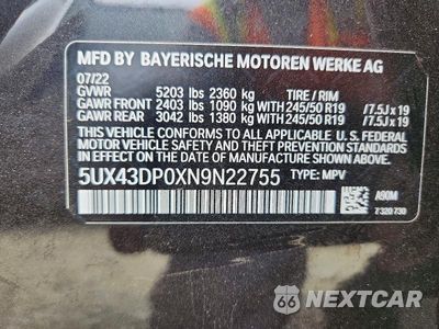 Zdjęcie 13 z 13 samochodu: 2022 BMW X3 SDRIVE30I VIN:5UX43DP0XN9N22755 - miniatura