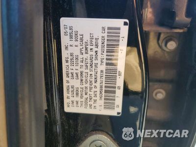Zdjęcie 12 z 12 samochodu: 2007 HONDA ACCORD EX VIN:1HGCM56867A179338 - miniatura