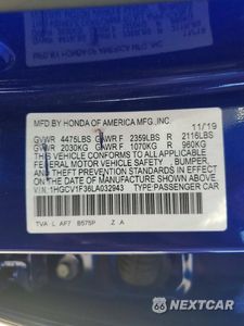Zdjęcie 12 z 12 samochodu: 2020 HONDA ACCORD SPORT VIN:1HGCV1F36LA032943 - miniatura