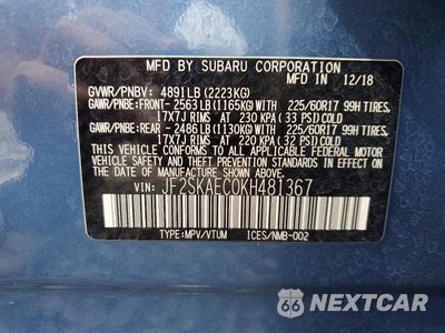 Zdjęcie 13 z 13 samochodu: 2019 SUBARU FORESTER PREMIUM VIN:JF2SKAEC0KH481367 - miniatura