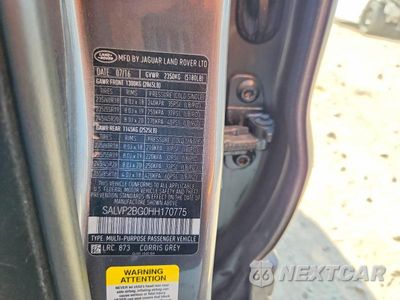 Zdjęcie 13 z 13 samochodu: 2017 LAND ROVER RANGE ROVER EVOQUE SE VIN:SALVP2BG0HH170775 - miniatura