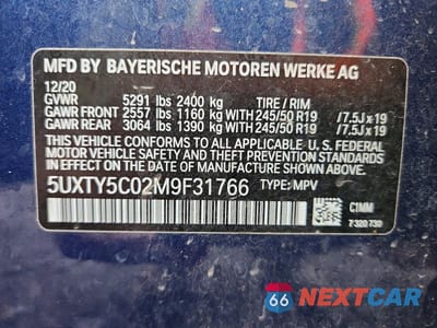 Zdjęcie 14 z 14 samochodu: 2021 BMW X3 XDRIVE30I VIN:5UXTY5C02M9F31766 - miniatura