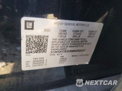 Zdjęcie 14 z 14 samochodu: 2021 CHEVROLET SUBURBAN K1500 LT VIN:1GNSKCKDXMR269197 - miniatura