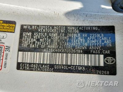Zdjęcie 12 z 12 samochodu: 2007 TOYOTA CAMRY XLE V6 VIN:4T1BK46KX7U526184 - miniatura