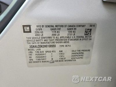Zdjęcie 12 z 12 samochodu: 2017 CHEVROLET EQUINOX LT VIN:2GNALCEK2H6108959 - miniatura