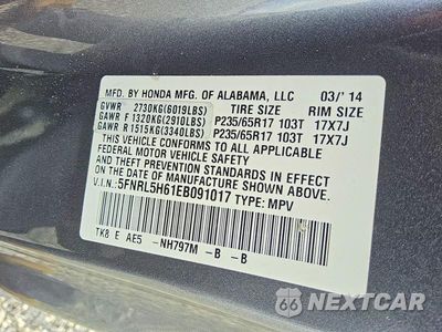 Zdjęcie 13 z 13 samochodu: 2014 HONDA ODYSSEY EXL VIN:5FNRL5H61EB091017 - miniatura
