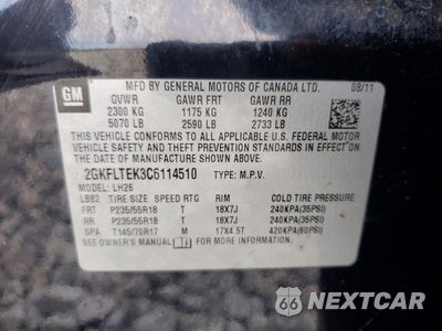 Zdjęcie 13 z 13 samochodu: 2012 GMC TERRAIN SLE VIN:2GKFLTEK3C6114510 - miniatura