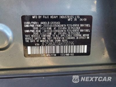 Zdjęcie 13 z 13 samochodu: 2010 SUBARU FORESTER 2.5X VIN:JF2SH6AC0AH700795 - miniatura