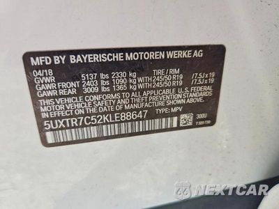 Zdjęcie 13 z 13 samochodu: 2019 BMW X3 SDRIVE30I VIN:5UXTR7C52KLE88647 - miniatura