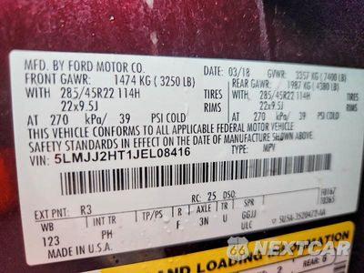 Zdjęcie 14 z 14 samochodu: 2018 LINCOLN NAVIGATOR SELECT VIN:5LMJJ2HT1JEL08416 - miniatura