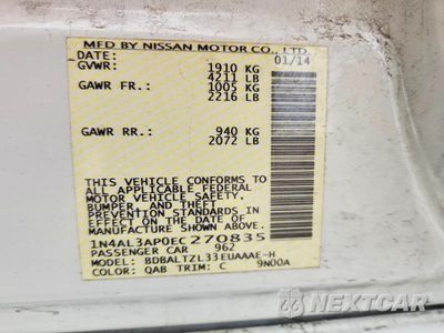 Zdjęcie 13 z 13 samochodu: 2014 NISSAN ALTIMA 2.5 SV VIN:1N4AL3AP0EC270835 - miniatura