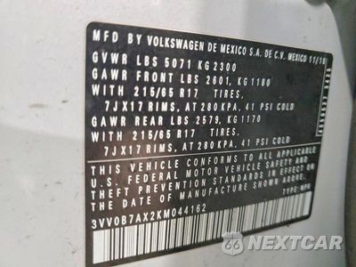 Zdjęcie 14 z 14 samochodu: 2019 VOLKSWAGEN TIGUAN S VIN:3VV0B7AX2KM044162 - miniatura